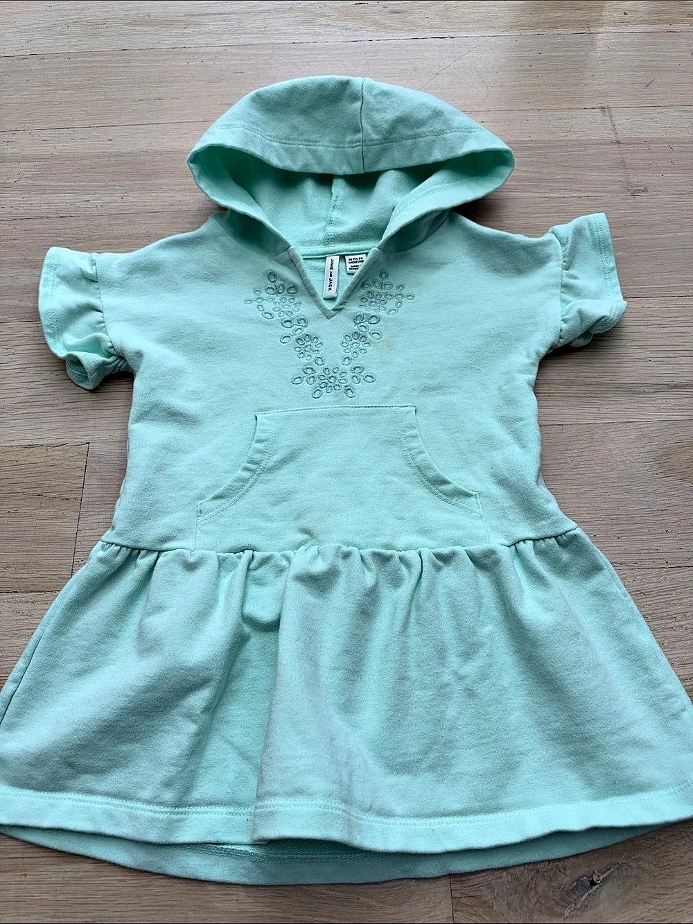 Jamie Jack Hooded Embroidered Dress in Green Baby 18 to 24 Months